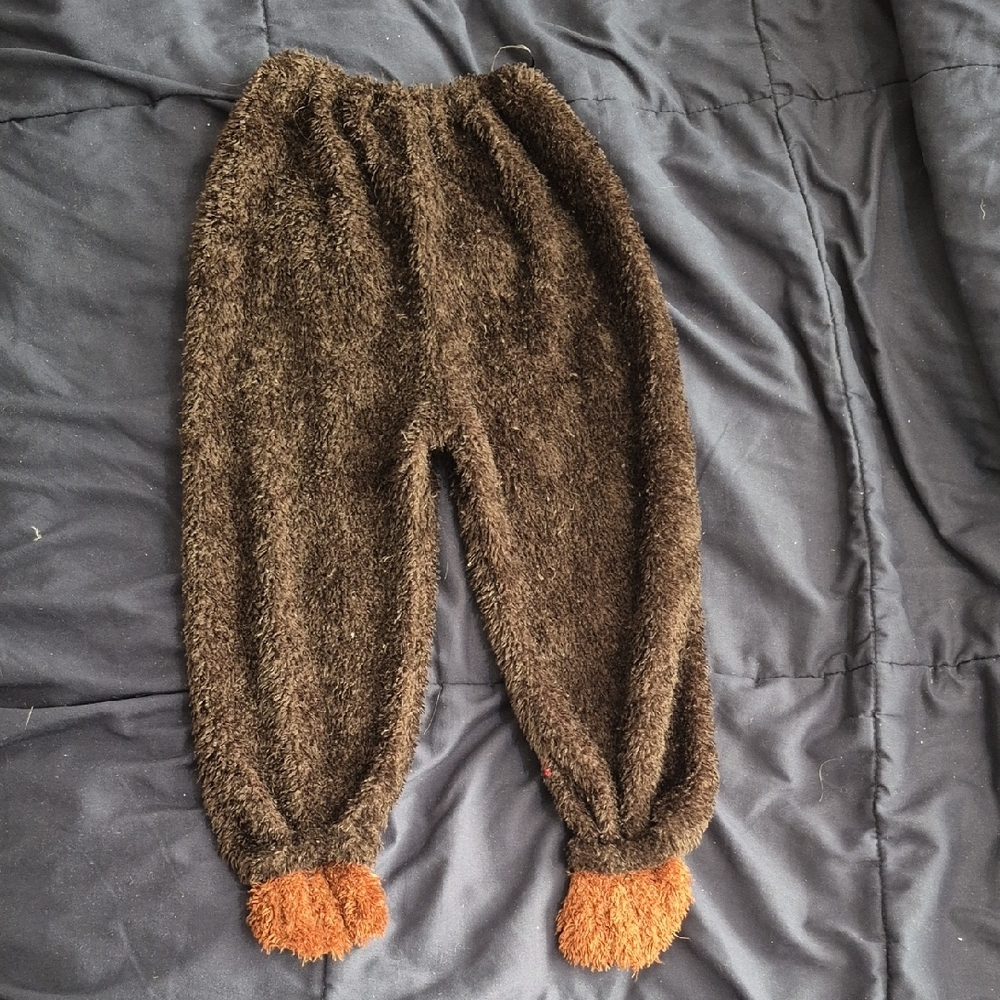 Cozy Brown Fuzzy Pants with Paws